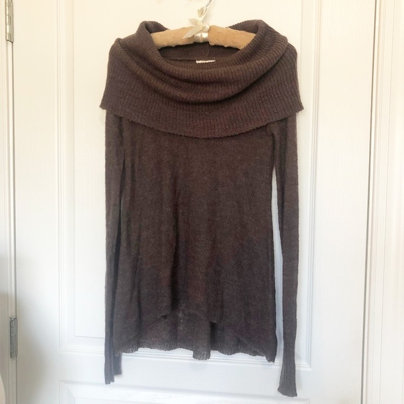 New! Cowl-Neck Knit Turtleneck Tunic Sweater / Dusty Deep Purple / Wool - Picture 3 of 10